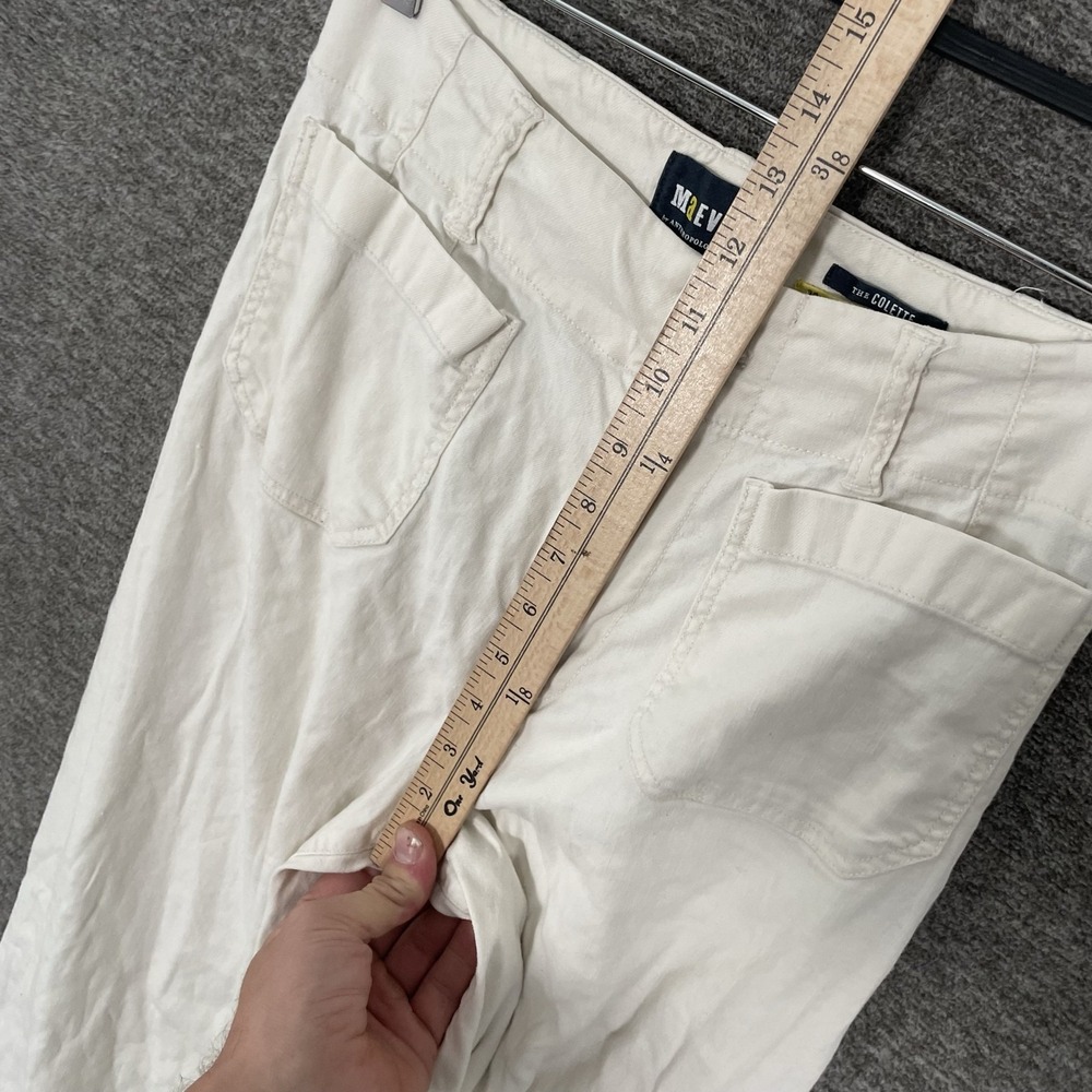 Maeve Anthropologie Pants Womens 26 White The Colette Wide Leg Cropped Linen - Picture 7 of 13